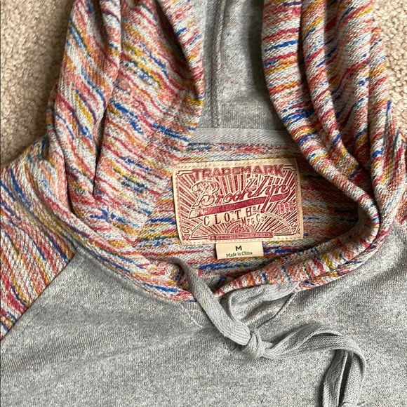 Gray Hoodie with Multicolor Sleeves - Picture 2 of 4